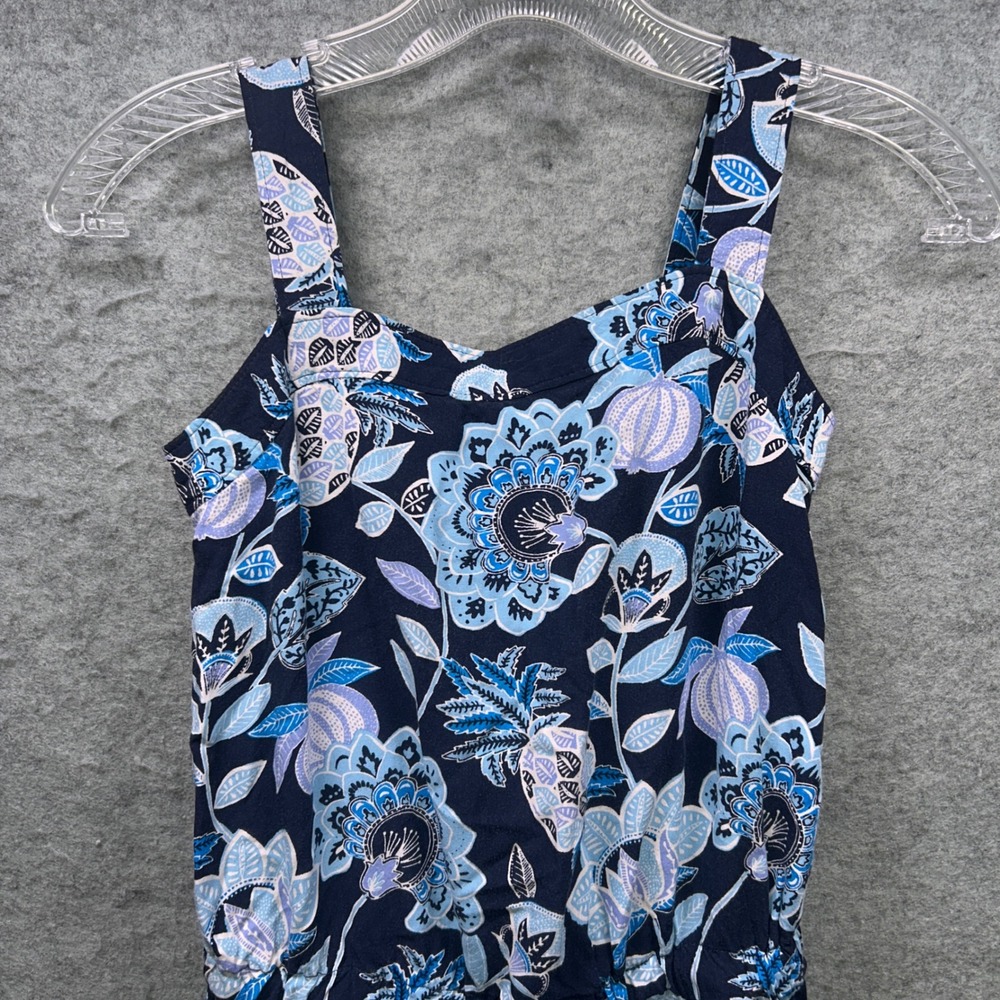 LOFT Petites Jumpsuit Women 00P Blue Floral Sleeveless Rayon Cottagecore Boho - Picture 12 of 12